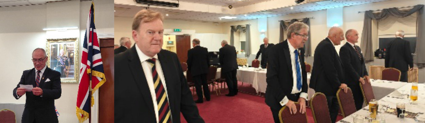 Pictured left: Darren Taylor. Pictured right: brethren at the festive board.