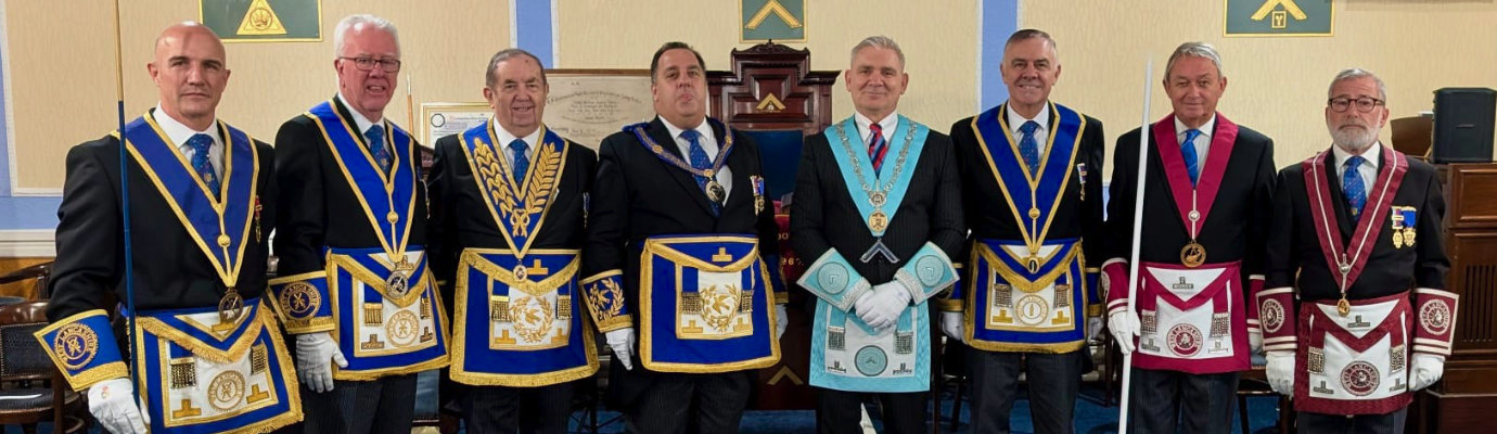 Pictured from left to right, are: Bryan Cambidge, Kevin Byrne, John Turpin, Michael Tax, Jimmy Cutler, Stephen Jelly, Sir Peter Roscow and Bob Marsden.