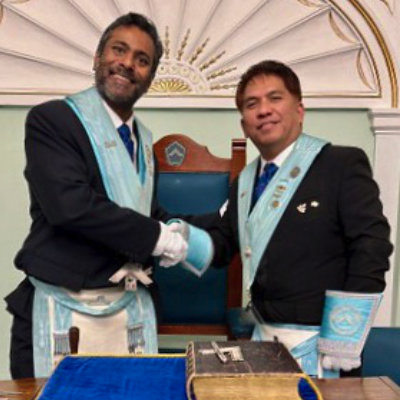 Mogan Athmanathan (left) with Jhun Ranario. Mogan Athmanathan (left) with Jhun Ranario.